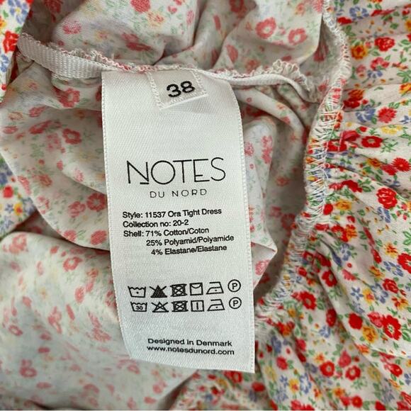 Notes Du Nord Ora Tight Dress Ruched Sides Ditsy Floral Cream size 38 US 6 - Picture 7 of 8